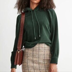 & Other Stories Cream Puff Shoulder Velour Hoodie